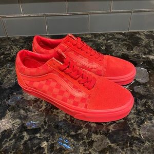 All red checkered vans size 8